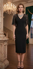 BNWT Coast Size 10 New Black V-Neck Pencil dress Midi Evening Cruise Party wear