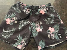 Disney by neff; black Hawaiian floral, Mickey swim trunks, men  s size small