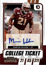 2021 Panini Contenders Draft Picks #167 Marvin Wilson RC Auto - FB