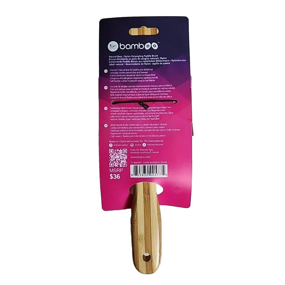 Cepillo de paleta TiriPro desenredante de bambú XL con cerdas de jabalí profesional NUEVO Foto 4 de 4