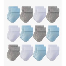 NEW Newborn Baby Socks 0-6 Months Unisex Terry Turn Cuff