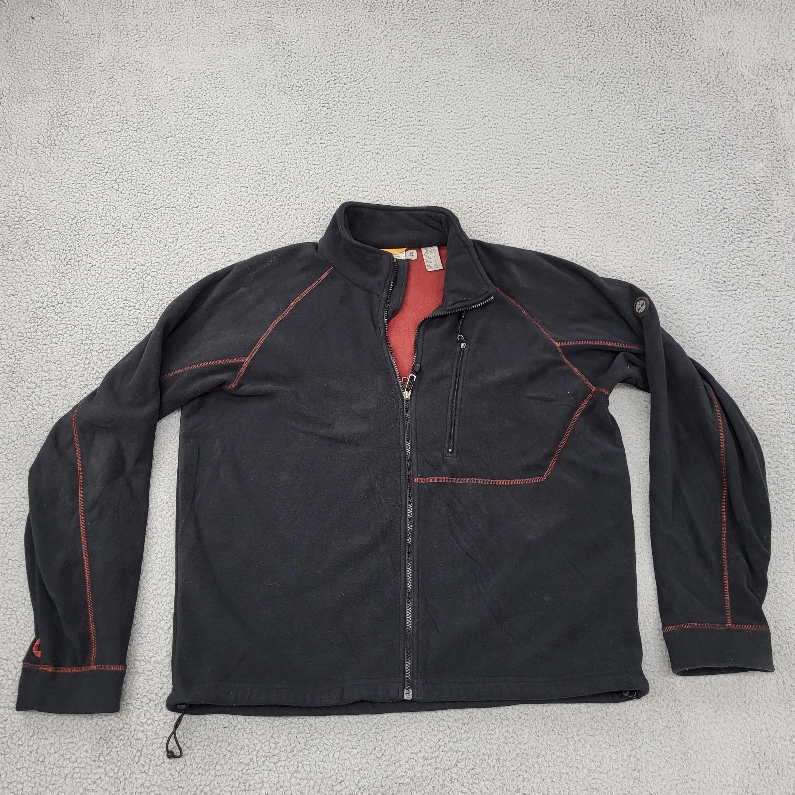 Timberland Fleece Jacket Mens XL Black Full Zip Pocket