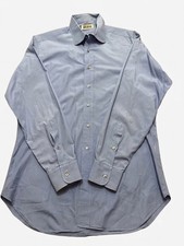 Vintage 98 Top Shelf Gitman Bros Men's Striped Dress Shirt Blue Made in USA