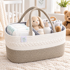 Baby Diaper Caddy Organizer Rope Basket Nursery Storage Changing Table Portable
