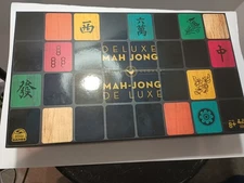 New Legacy Deluxe Mah Jong Classic Game w Two-Toned Tiles, Lined Wood Storage 