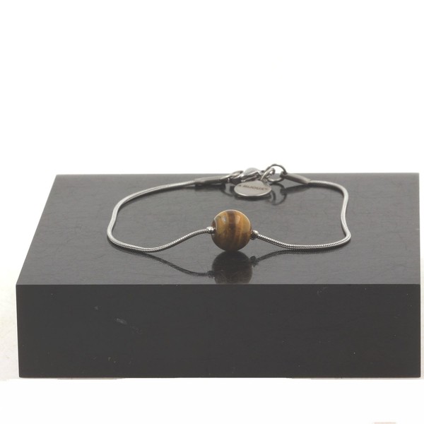 Edelsteine Und Mineralien. Armband Aus Edelstahl 1 Tigerauge Perle 8 Mm. F-image