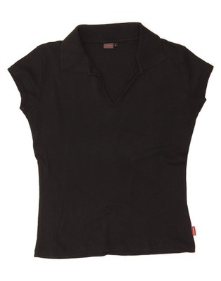 INVICTA Womens Polo Shirt UK 14 Large Black Cotton DM35