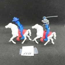 TOY COWBOYS ON HORSES PLASTIC TW0 PIECES 3 1/4 X 4 1-MISSING A SWORD