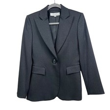 Tahari Arthur S. Levine Womens Blazer One Button Peak Collar Gray Textured Sz 4 