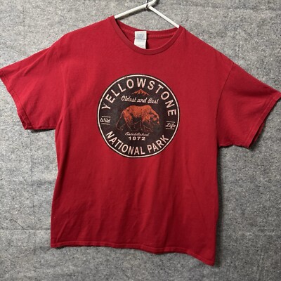 Yellowstone National Park T Shirt Red Bear Delta Pro Y2K Mens Large