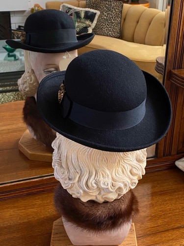 VTG 80's Child Black Bowler Hat Made in USA 100% Wool Unisex Child NWT - Picture 8 of 8