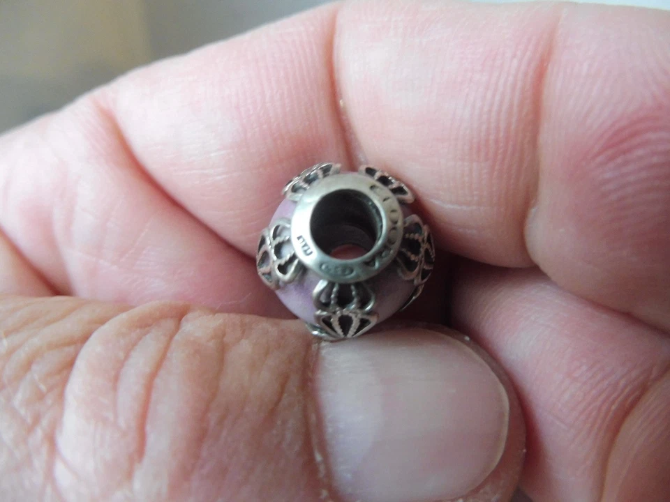 Bel Ciondolo A Catena, Elemento, Tedora, Argento 925 Con Perla Di Vetro, Italia - Immagine 4 di 4