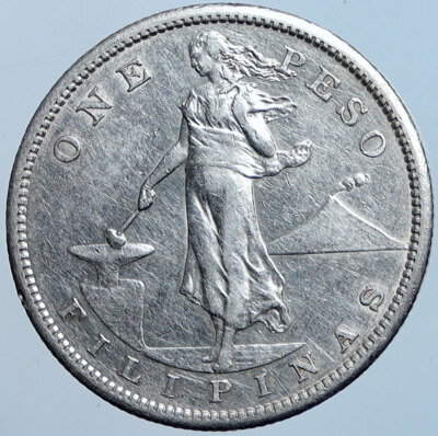 3825【アメリカ領フィリピン】1909年1ペソ銀貨　コイン　古銭　銀貨 アメリカ領フィリピン 1ペソ銀貨 1909年 - メルカリ