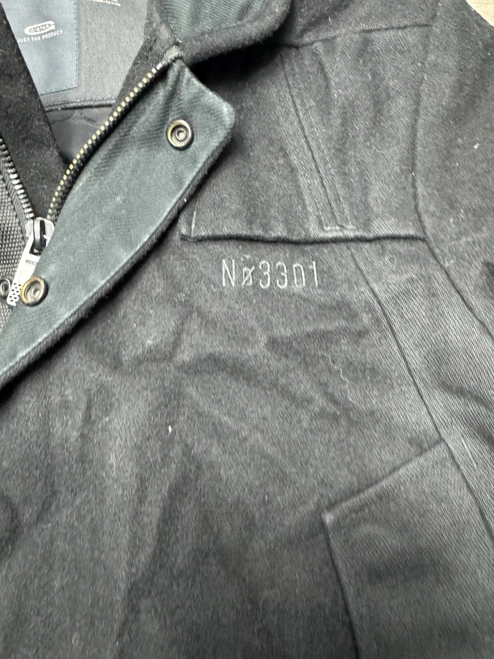 G-Star Raw Artner Bomber Jacket Mens Size L Black Full Zip Coat Logo Wool Denim - Image 2 of 4