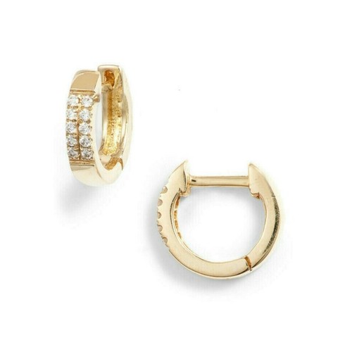 Diamond Hoop Earrings For Women 14K Solid Gold Handmade Earrings Gift NS1. - 第 1/24 張圖片