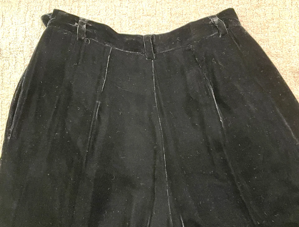 Polo Ralph Lauren Black Velvet Palazzo Pants Womens 10 Silk Wide Leg Purple Lbl - Image 4 of 4