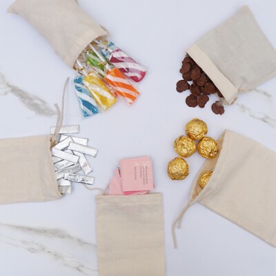 2''x3'' Cotton Single Drawstring Muslin Bags (Natural color)-50 count pack