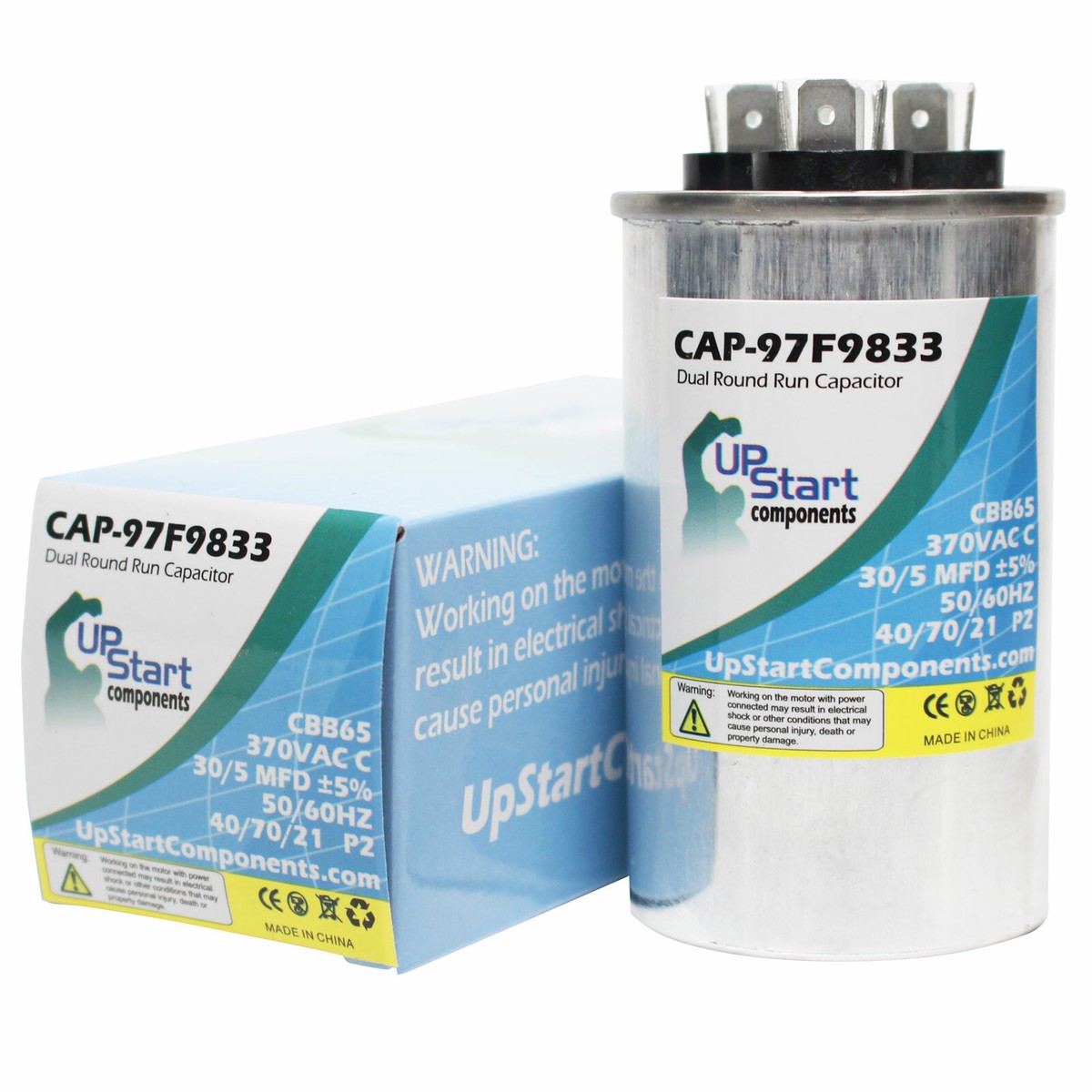 30/5 MFD 370 Volt Dual Round Run Capacitor for Carrier