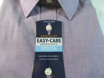 stafford men's regular fit easy care stretch dress shirt Fitted navy stretch shirt - Poplin main image 1