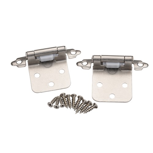 10 Pair Self Closing Cabinet Door Variable Overlay Hinges Satin Nickel 495-SN - Picture 2 of 5