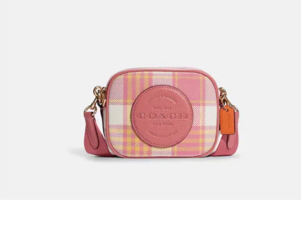 COACH Mini Dempsey Camera Bag With Garden Plaid Print And Coach