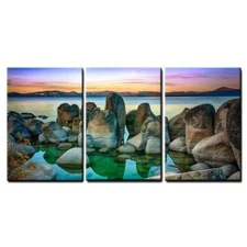 Wall26 - Lake Tahoe Sierra Nevada California - Canvas Wall Art- 24"x36"x3 Panels