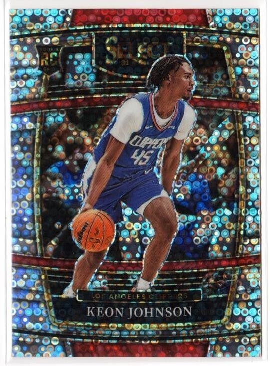 2021-22 Panini Select Concourse Disco Prizm RC Keon Johnson #40 Clippers