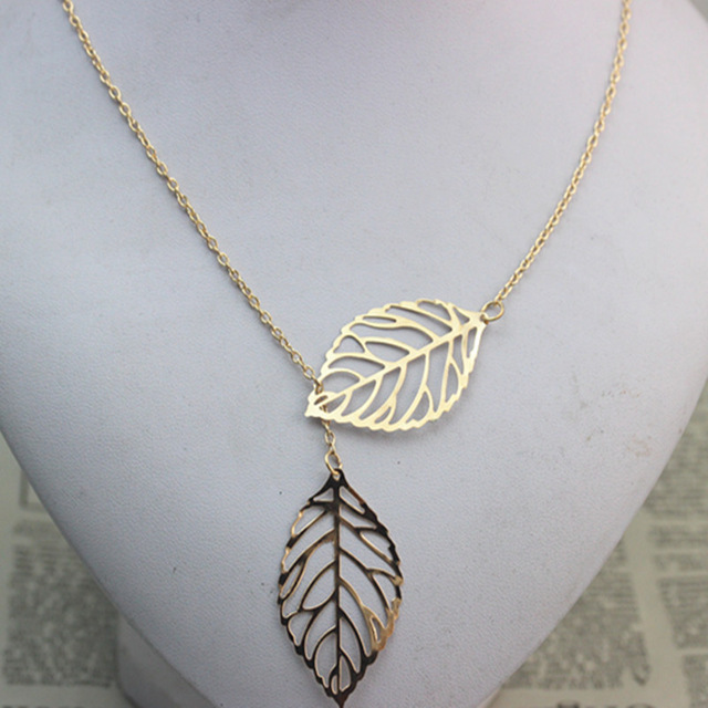 Double Leaf Pendant Necklace Casual/Dress Trendy Fashionable Sweather Length 