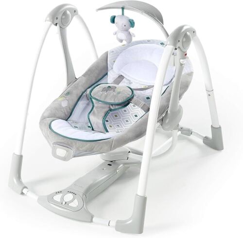 Ingenuity ConvertMe 2-in-1 Portable Automatic Baby Swing & Infant Seat Grey