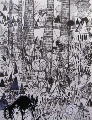 Gerardo GOMEZ El Salvador encre sur papier ink on paper contreseing 23/30.5 cm - Photo 1/2