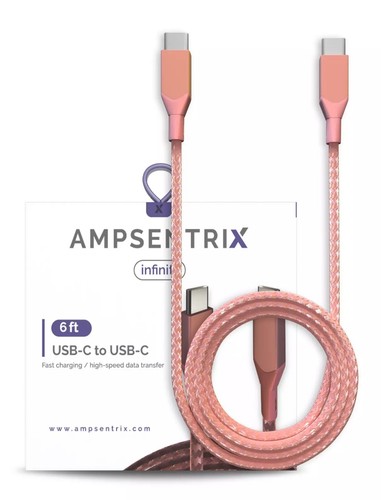 Replacement 6 ft USB Type C To USB Type C Cable (AmpSentrix) (Infinity) (Pink) - 第 3/3 張圖片