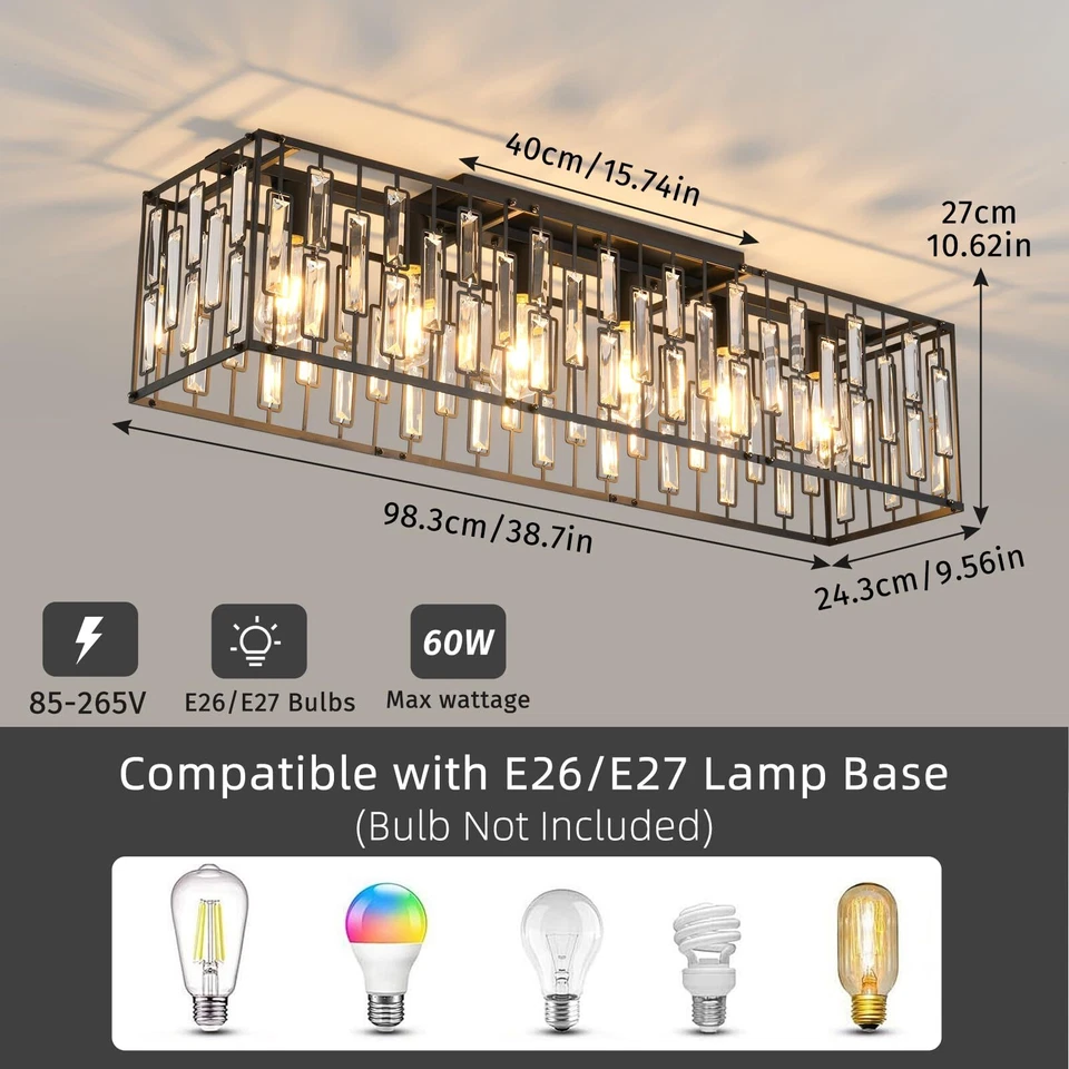 Modern Crystal Chandeliers Ceiling Light 6 Light for Living Room Kitchen Hallway - Image 4 of 4