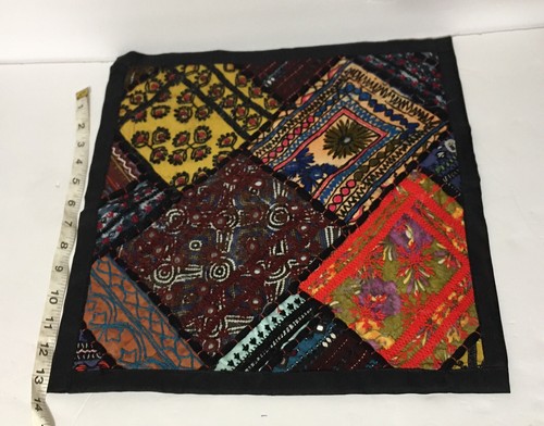 Vgt 2 Pillow Cover Handmade Quilted  Patch Squares Tapestry Inlay Mirror - Picture 3 of 12