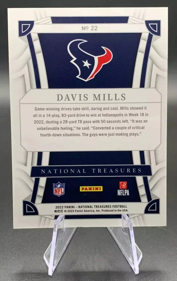 2022 Davis Mills /25 Panini National Treasures Football Silver #22 Texans - Image 2 of 2