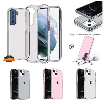 For Apple iPhone 16 Pro (6.3") Transparent Shock Absorption PC + TPU Rubber Gel Thick 3mm Hybrid Silicone Slim Fit Back Cover ,Xpm Phone Case [ Pink ]