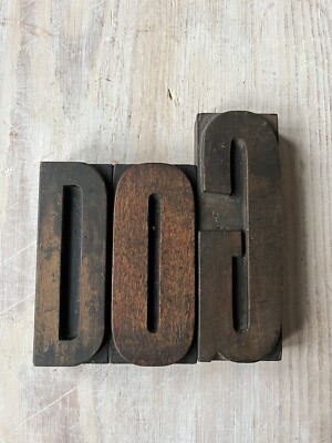 Hund Deko Worte. Original Holzdrucker Typenblöcke / Buchdruck