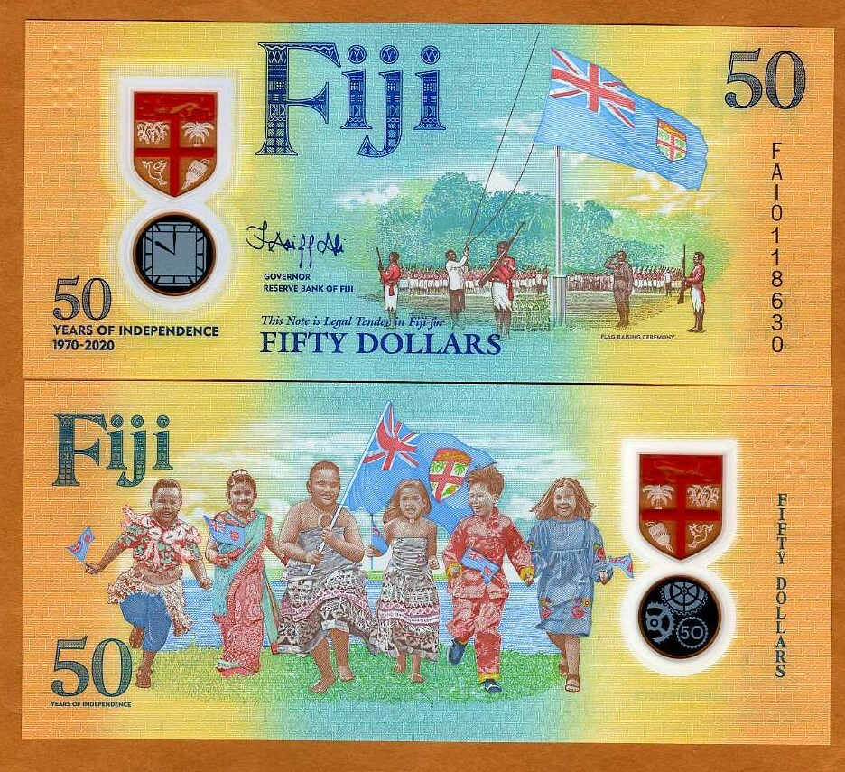 FIJI, 50 dollars, 2020, P-New POLYMER UNC Commemorative 50 years