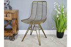6 Dining Chairs Gold set of 6 Metal Aged Gold Industrial Wired Contemporary NEW