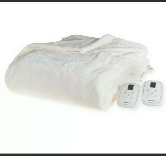 brookstone heated plush throw