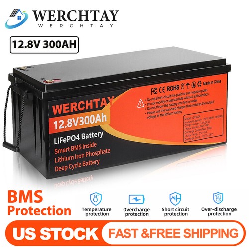 12V 300Ah LiFePO4 Lithium Battery BMS Deep Cycle for RV Solar Boat Off ...