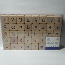 Wood Block Stamp Set Alphabet  Numbers Pencil Lower Case Love Nicole 40 Piece