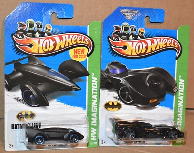 HOT WHEELS BATMOBILE & BATMAN LIVE BATMOBILE HW IMAGINATION LOT OF 2 NEW