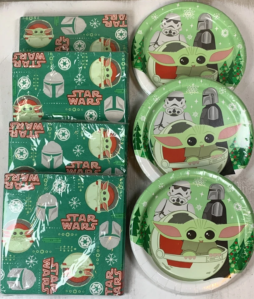 Baby Yoda Star Wars рождественский праздник 3 упаковки десерт тарелки + 4 упаковки салфетки - Изображение 2 из 4