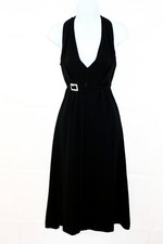 Hobbs Black Plunge Neck Vintage Style  Special Occasion Midi Cocktail Dress Uk 8