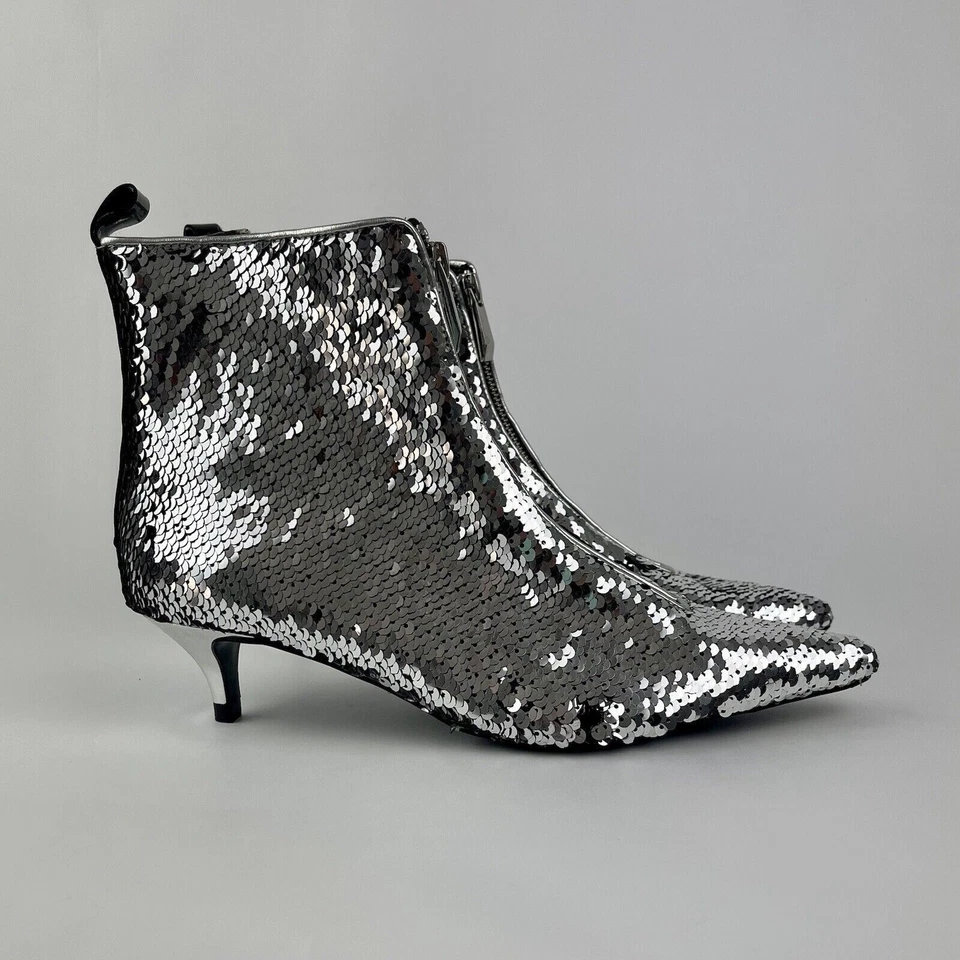 Zara Plata Lentejuelas Botines Tacón Bajo UK3 4 Ref. 7143 201 - Imagen 2 de 4
