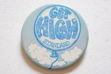 "Get High" Standard Balloon in the Sky 2 1/4" Blue and White Button Pin
