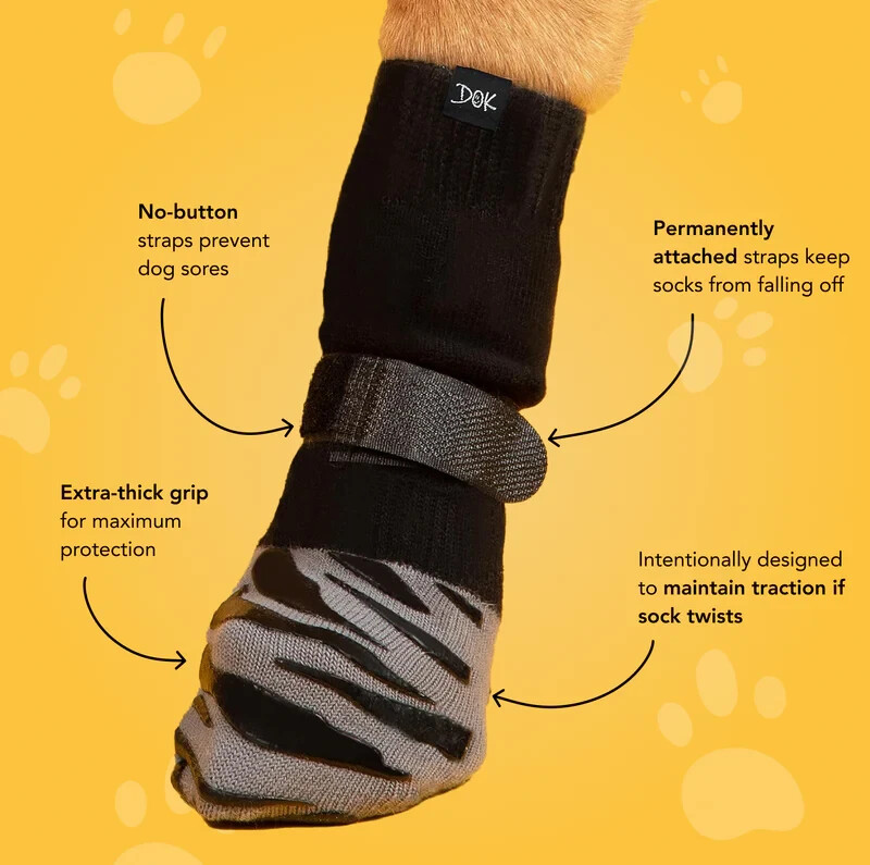 DOK TigerToes Premium NonSlip XL Dog Socks for Hardwood Floors Extra