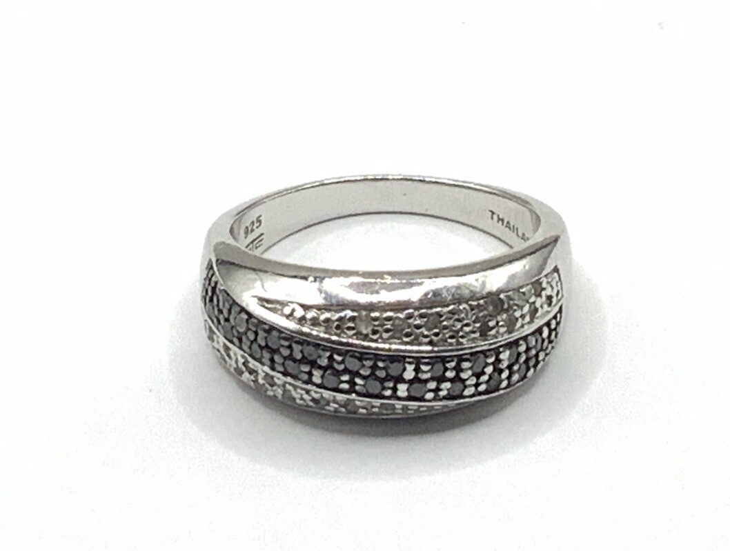 Blue and White Diamond Heart Ring Rhodium on Sterling Silver Genuine Diamonds Blue and White Diamond Heart Ring Rhodium on Sterling Silver Genuine Diamonds