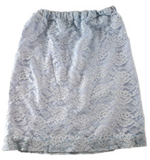 Vintage Womens Skirt Blue Purple Lace Lined Elastic Waist Retro Preppy 1960s M