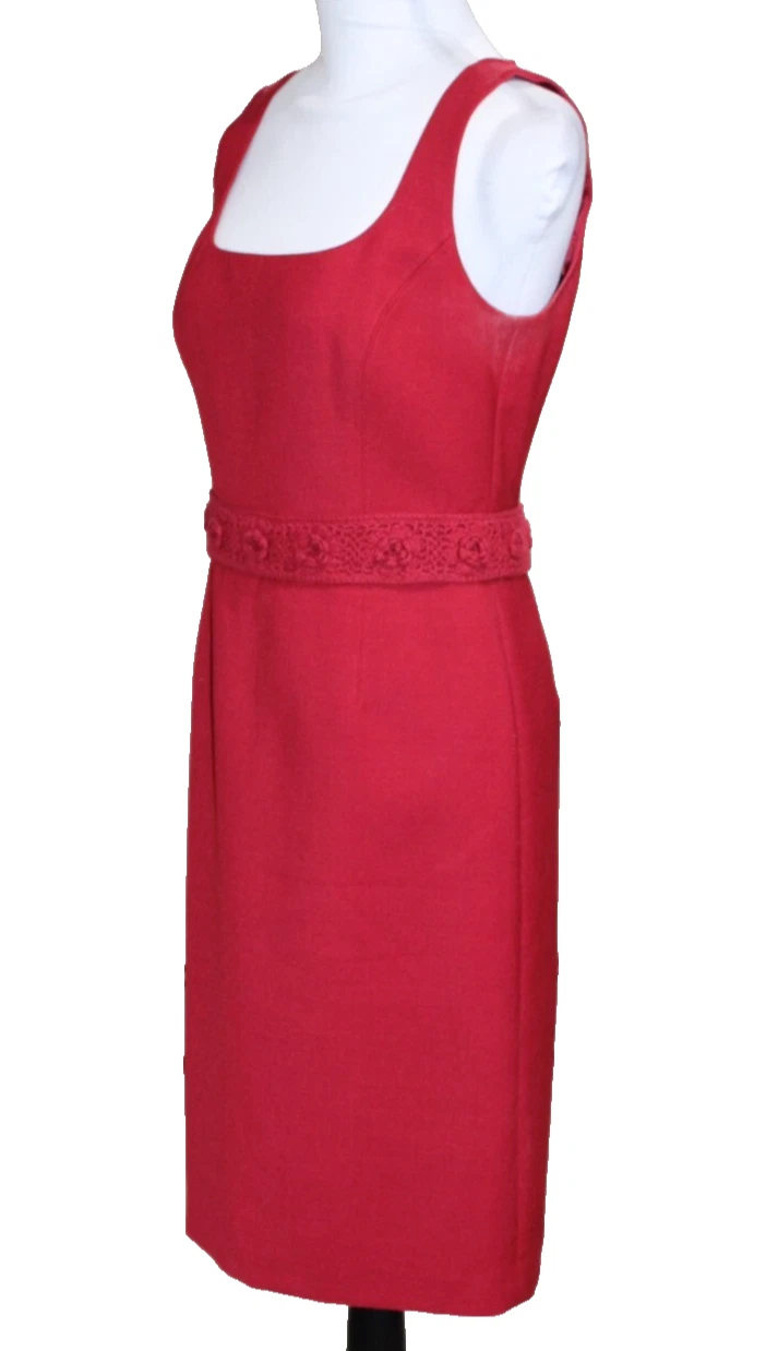 Tory Burch Mini Abito Scollo Quadrato Donna Taglia 6 Rosso Floreale Vita PRIMAVERA ESTATE